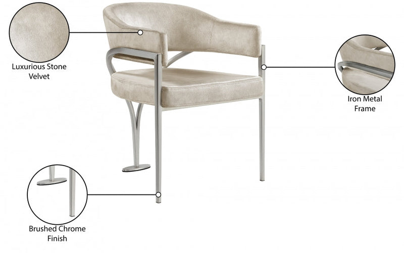 Madelyn Velvet Upholstered Dining Chair in Stone, Set of 2 - 554Stone-C