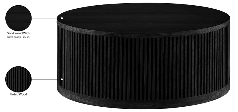 Madera Oak Veneer And Solid Wood With Caster Wheels Coffee Table in Black - 77031Black-CT
