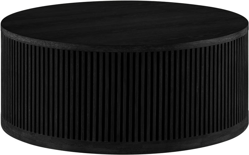 Madera Oak Veneer And Solid Wood With Caster Wheels Coffee Table in Black - 77031Black-CT