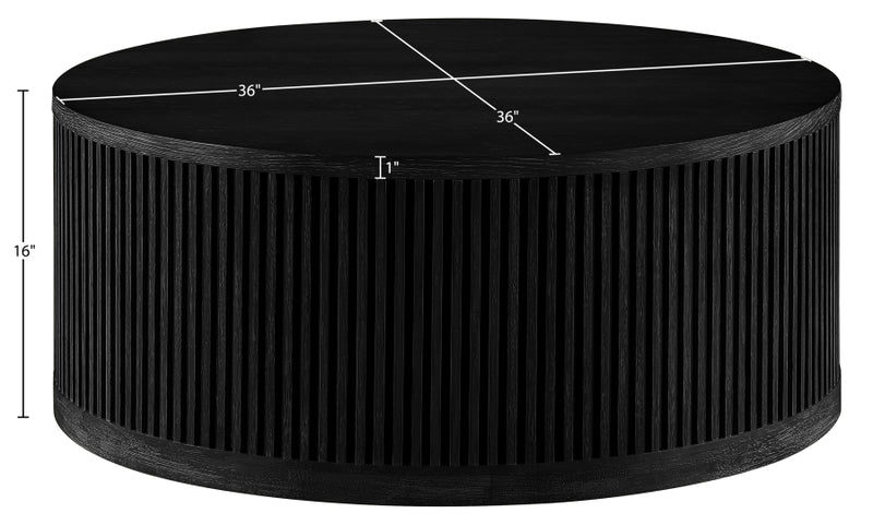 Madera Oak Veneer And Solid Wood With Caster Wheels Coffee Table in Black - 77031Black-CT