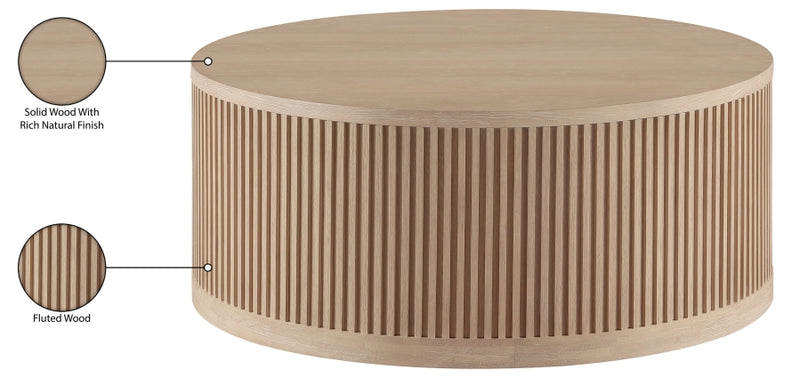 Madera Oak Veneer And Solid Wood With Caster Wheels Coffee Table in Natural - 77031Natural-CT