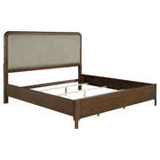 Maderia 57-inch Upholstered Eastern King Panel Bed Walnut - 223321KE