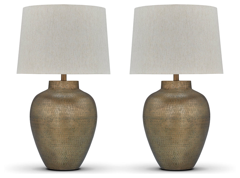 Madney 2-Piece Table Lamp Set in Antique Gold Finish - PKG019348
