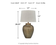 Madney 2-Piece Table Lamp Set in Antique Gold Finish - PKG019348