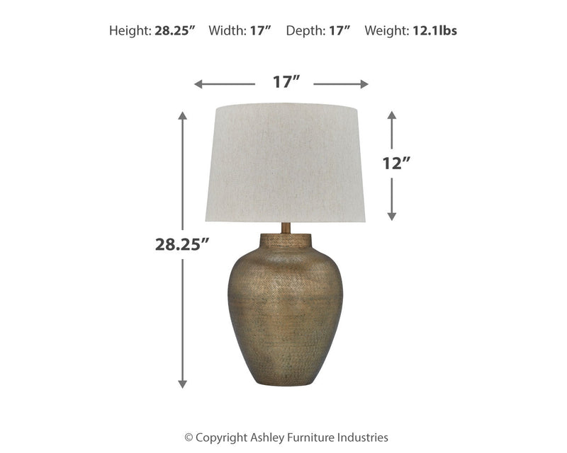 Madney 2-Piece Table Lamp Set in Antique Gold Finish - PKG019348