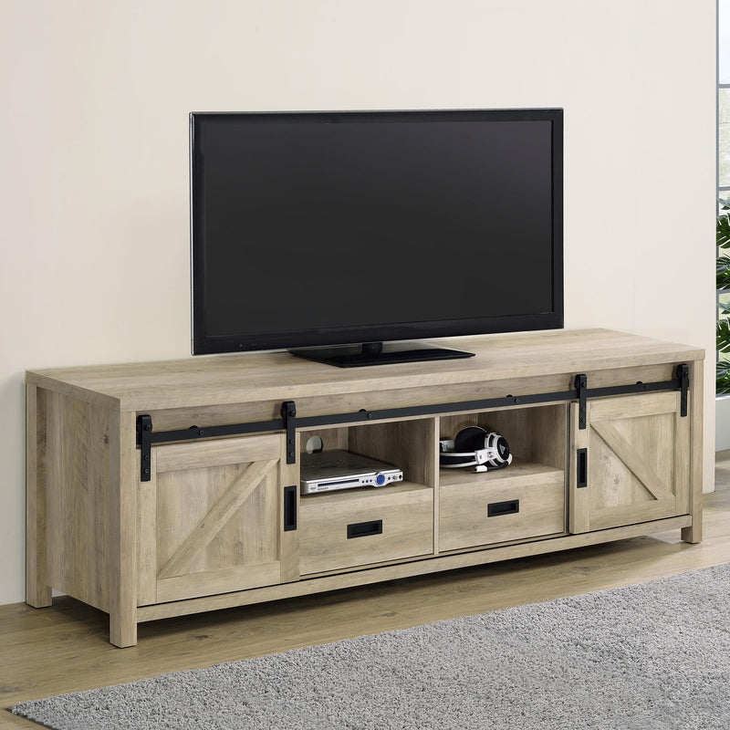 Madra 2-door Engineered Wood 79-inch TV Stand Distressed Pine - 736263