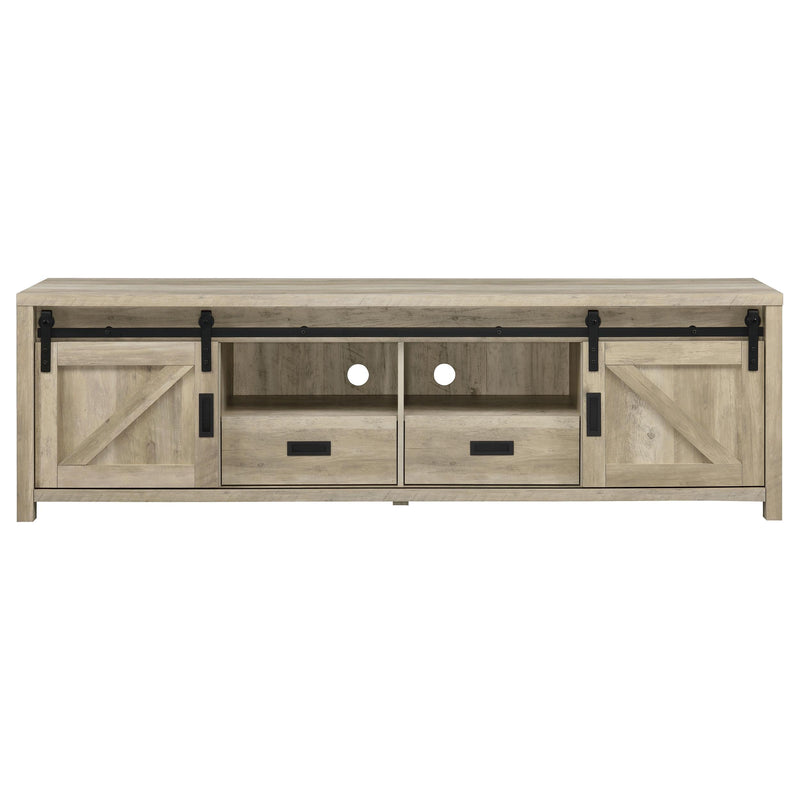 Madra 2-door Engineered Wood 79-inch TV Stand Distressed Pine - 736263