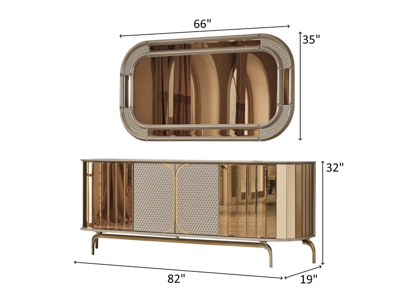Madrid 82" Wide 4 Door Buffet With Mirror - Gate FurnitureBuffets & Sideboards