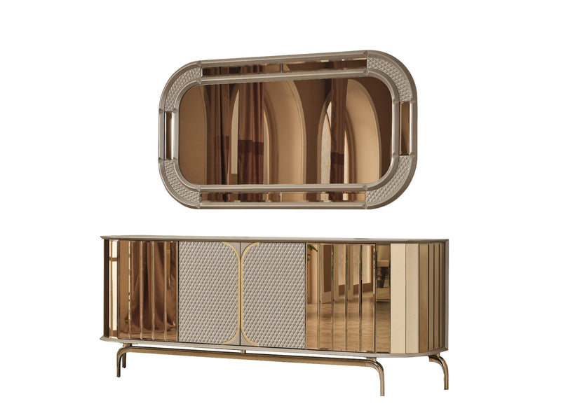 Madrid Diningroom (Dining Table & Dining Chair & Consol With Mirror) - For 8 People - 115-MAD-8-SET