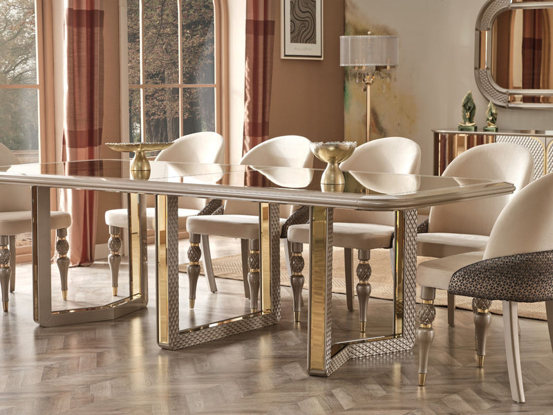 Madrid Diningroom (Dining Table & Dining Chair & Consol With Mirror) - For 8 People - 115-MAD-8-SET