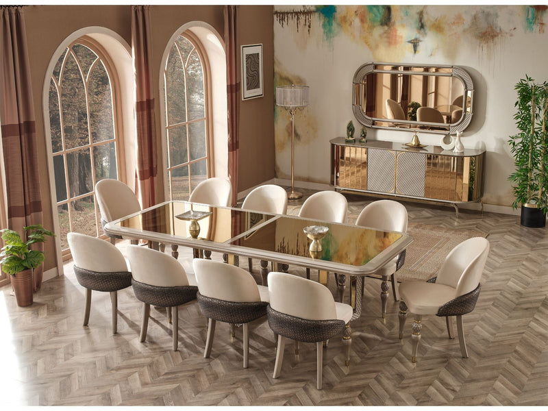 Madrid Diningroom (Dining Table & Dining Chair & Consol With Mirror) - For 8 People - 115-MAD-8-SET