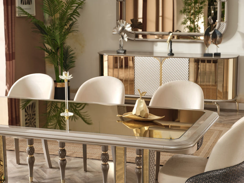 Madrid Diningroom (Dining Table & Dining Chair & Consol With Mirror) - For 8 People - 115-MAD-8-SET