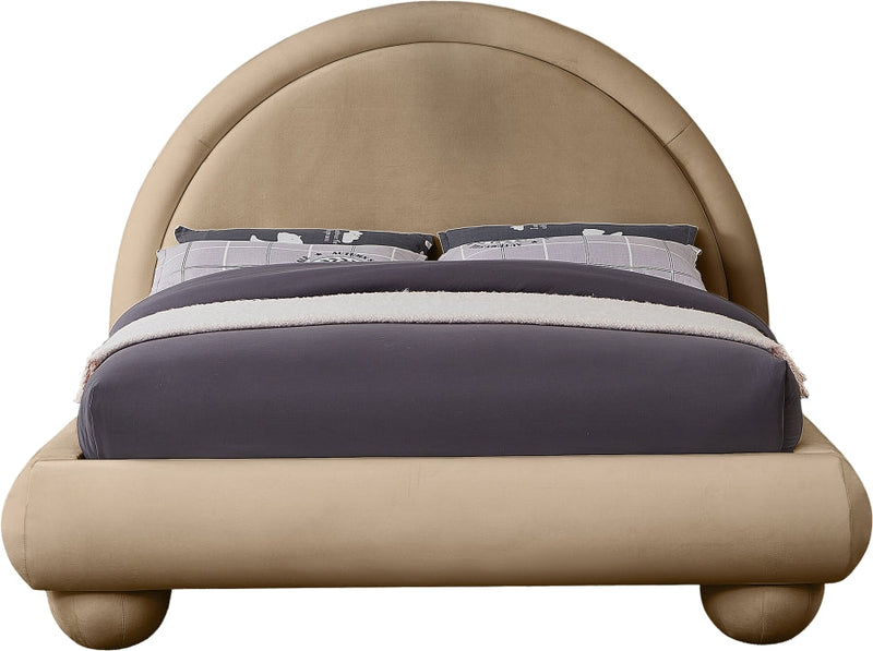 Madrid Velvet Upholstered Full Bed in Beige - MadridBeige-F