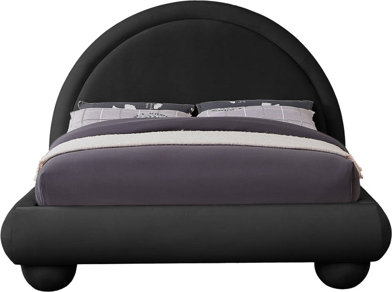Madrid Velvet Upholstered Full Bed in Black - MadridBlack-F
