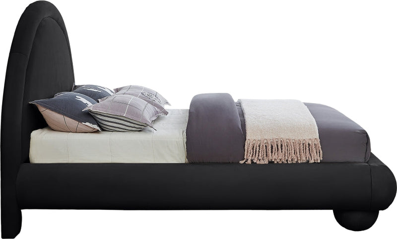 Madrid Velvet Upholstered Full Bed in Black - MadridBlack-F