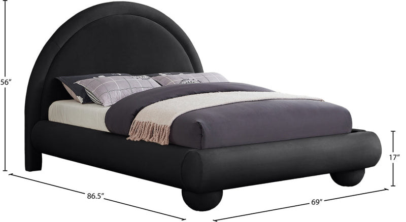 Madrid Velvet Upholstered Full Bed in Black - MadridBlack-F