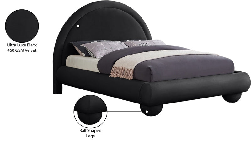 Madrid Velvet Upholstered Full Bed in Black - MadridBlack-F