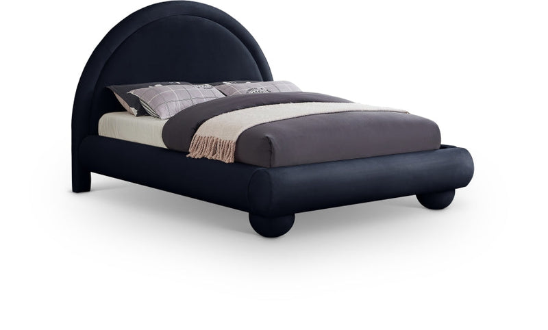 Madrid Velvet Upholstered Full Bed in Blue - MadridNavy-F