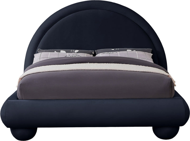Madrid Velvet Upholstered Full Bed in Blue - MadridNavy-F