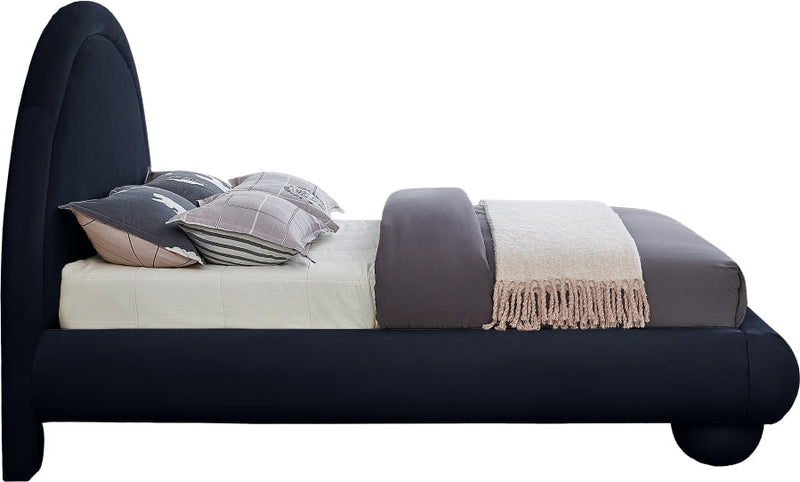 Madrid Velvet Upholstered Full Bed in Blue - MadridNavy-F