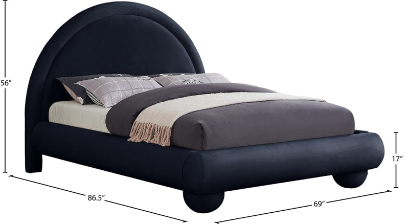 Madrid Velvet Upholstered Full Bed in Blue - MadridNavy-F