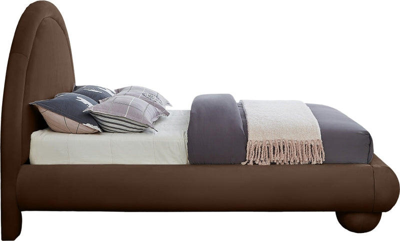 Madrid Velvet Upholstered Full Bed in Brown - MadridBrown-F