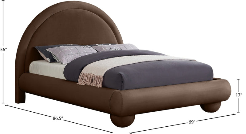 Madrid Velvet Upholstered Full Bed in Brown - MadridBrown-F