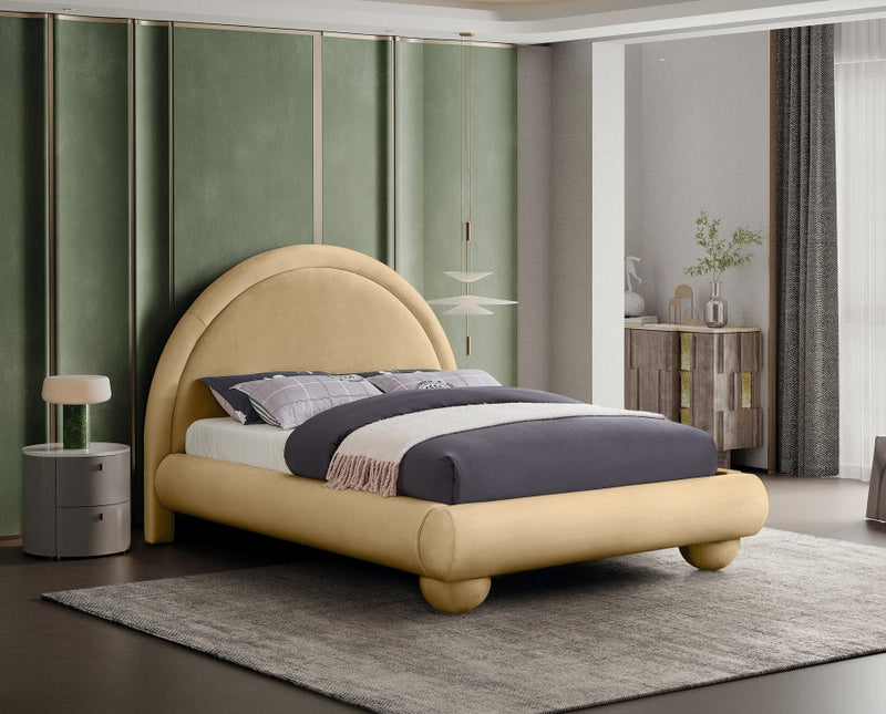 Madrid Velvet Upholstered Full Bed in Camel - MadridCamel-F