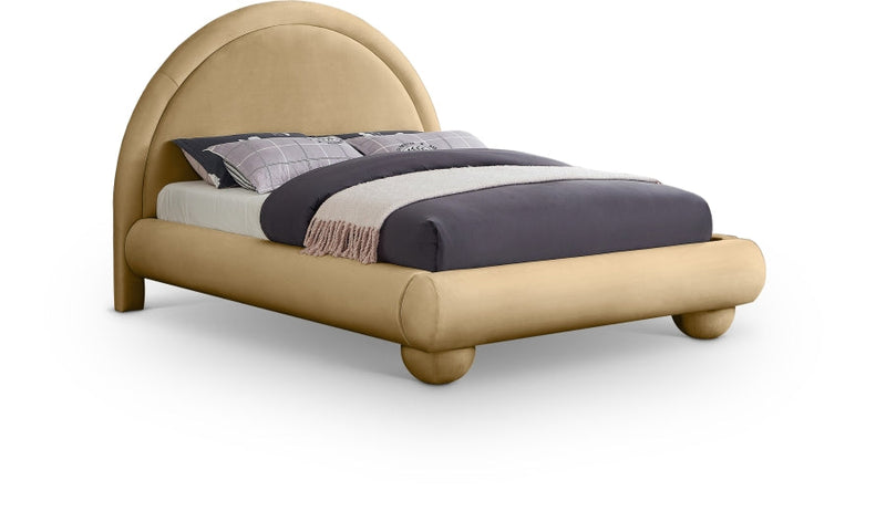 Madrid Velvet Upholstered Full Bed in Camel - MadridCamel-F