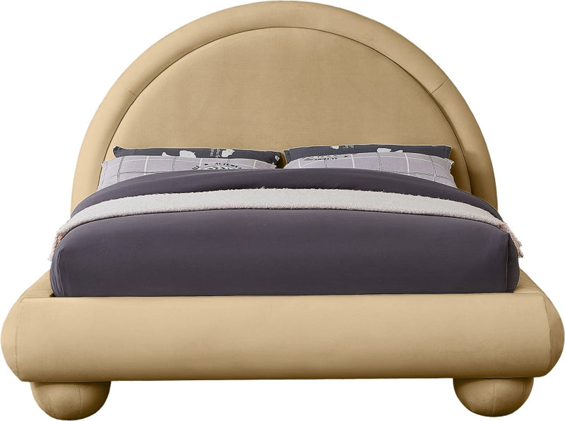 Madrid Velvet Upholstered Full Bed in Camel - MadridCamel-F