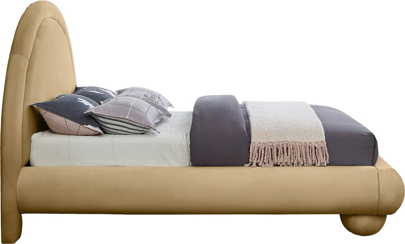 Madrid Velvet Upholstered Full Bed in Camel - MadridCamel-F