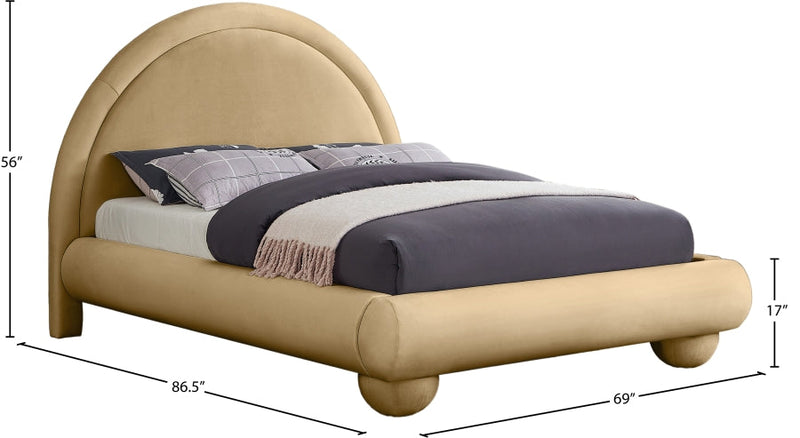 Madrid Velvet Upholstered Full Bed in Camel - MadridCamel-F