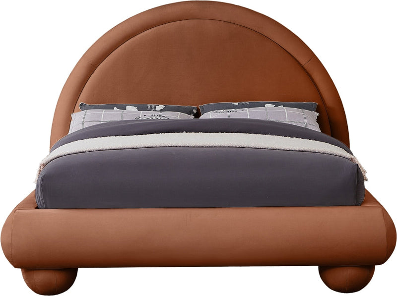 Madrid Velvet Upholstered Full Bed in Cognac - MadridCognac-F