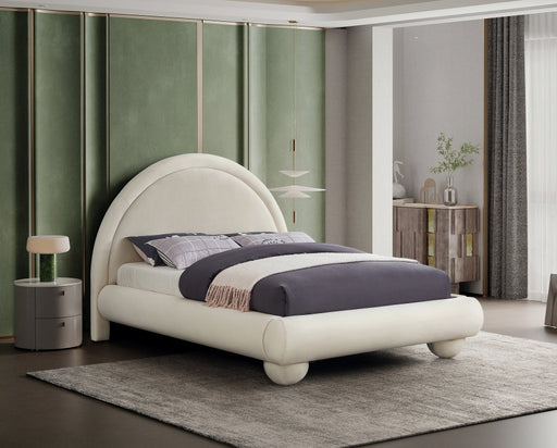 Madrid Velvet Upholstered Full Bed in Cream - MadridCream-F