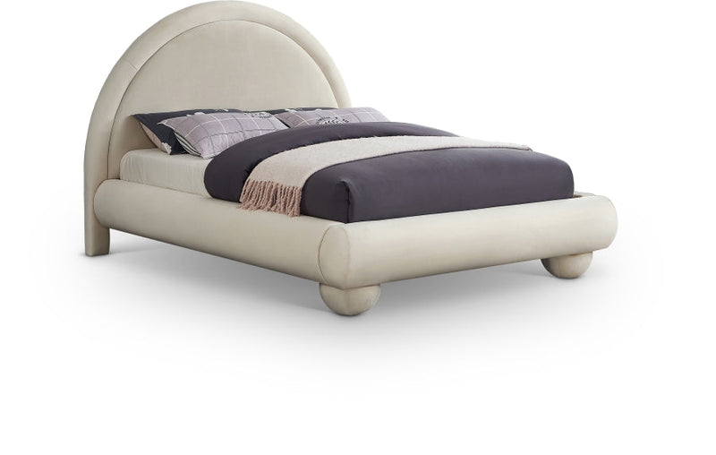 Madrid Velvet Upholstered Full Bed in Cream - MadridCream-F