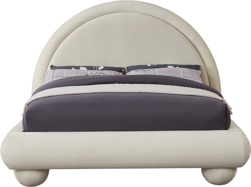 Madrid Velvet Upholstered Full Bed in Cream - MadridCream-F