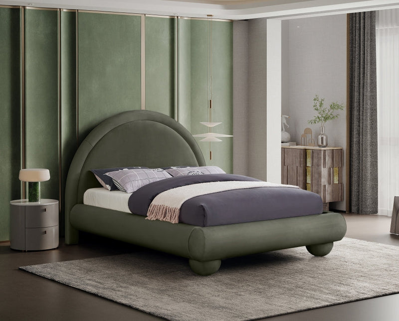 Madrid Velvet Upholstered Full Bed in Green - MadridGreen-F