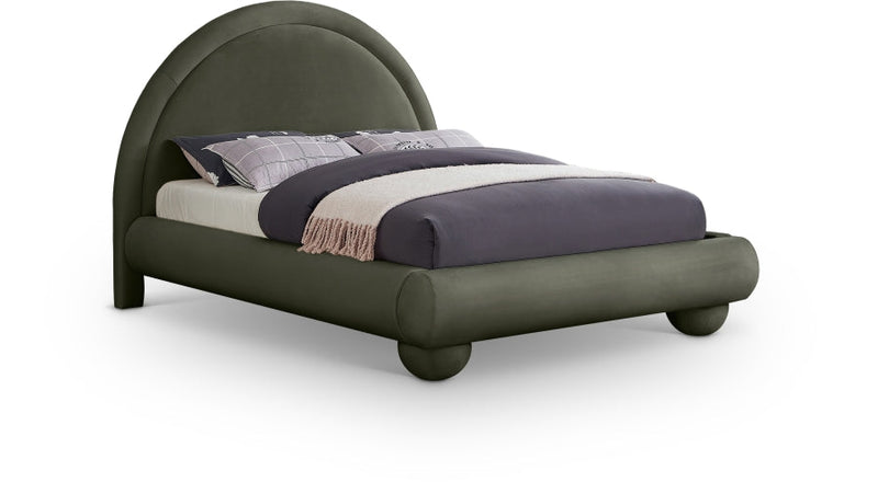Madrid Velvet Upholstered Full Bed in Green - MadridGreen-F