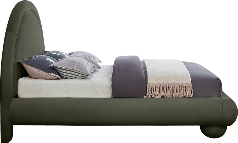 Madrid Velvet Upholstered Full Bed in Green - MadridGreen-F