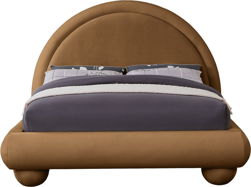 Madrid Velvet Upholstered Full Bed in Saddle - MadridSaddle-F