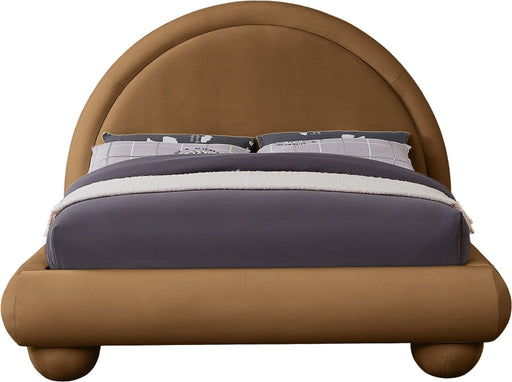 Madrid Velvet Upholstered Full Bed in Saddle - MadridSaddle-F
