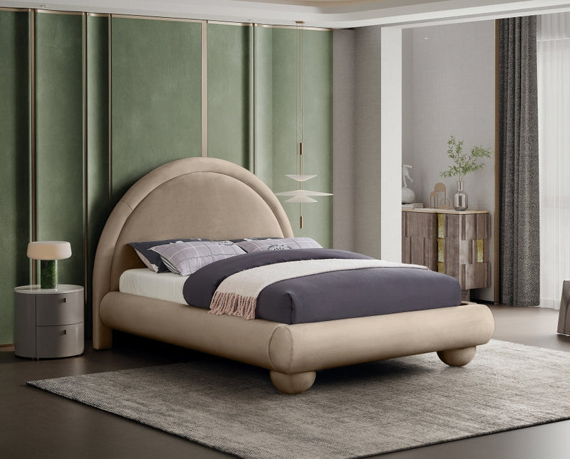 Madrid Velvet Upholstered Queen Bed in Taupe - MadridTaupe-Q