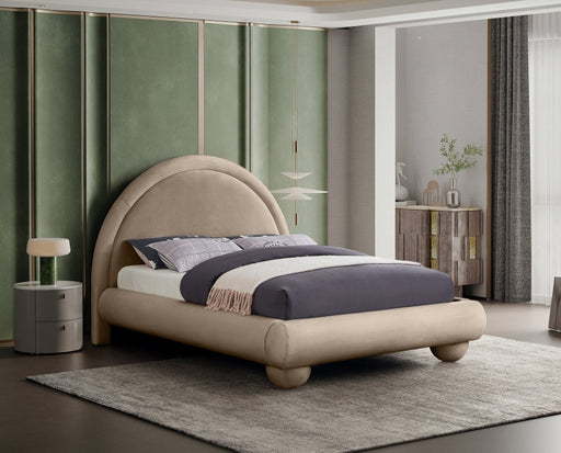 Madrid Velvet Upholstered Queen Bed in Taupe - MadridTaupe-Q