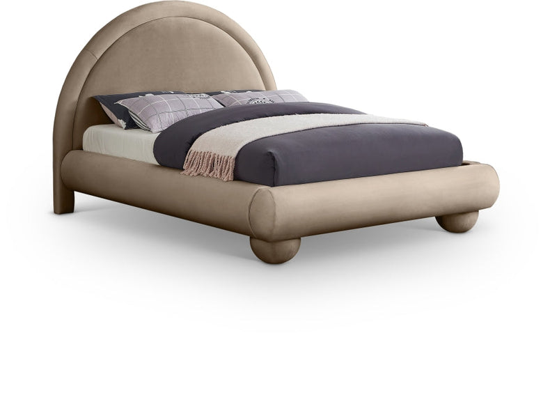Madrid Velvet Upholstered Queen Bed in Taupe - MadridTaupe-Q