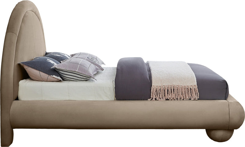 Madrid Velvet Upholstered Queen Bed in Taupe - MadridTaupe-Q