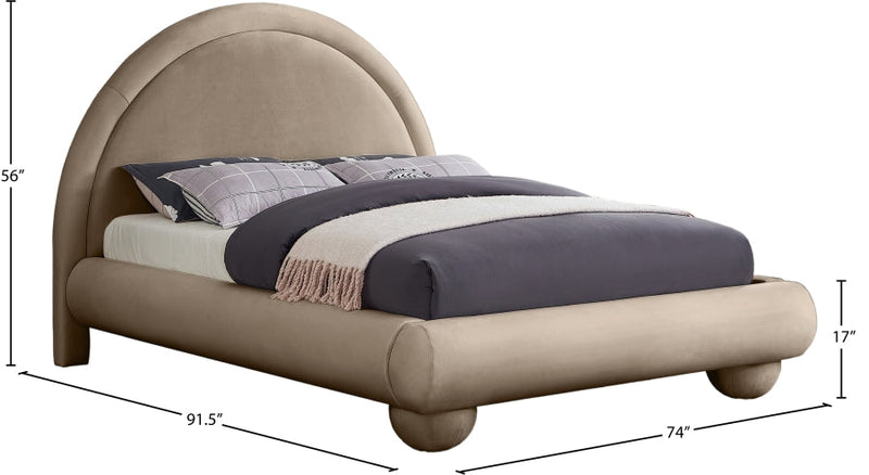 Madrid Velvet Upholstered Queen Bed in Taupe - MadridTaupe-Q