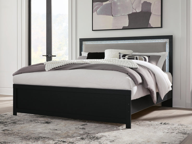 Maeling Black King Upholstered Panel Bed - PCB1115B8
