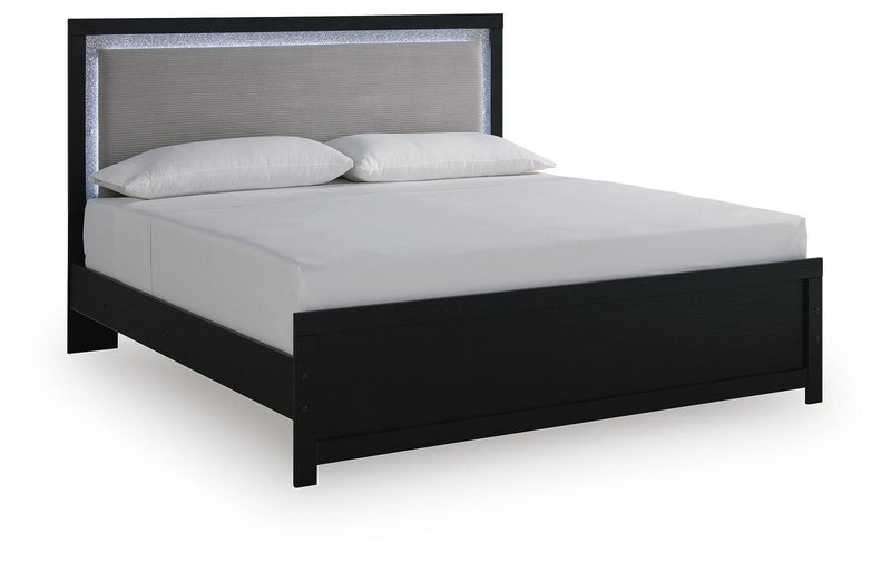 Maeling Black King Upholstered Panel Bed - PCB1115B8