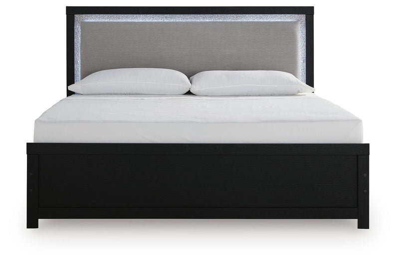Maeling Black King Upholstered Panel Bed - PCB1115B8