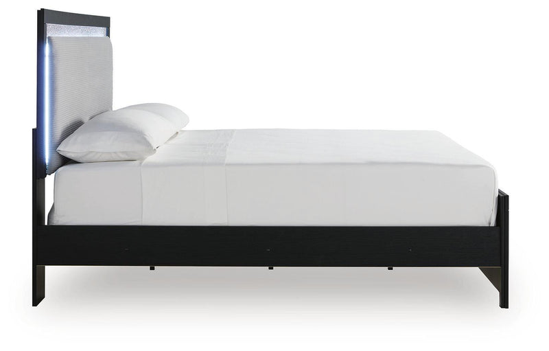 Maeling Black King Upholstered Panel Bed - PCB1115B8